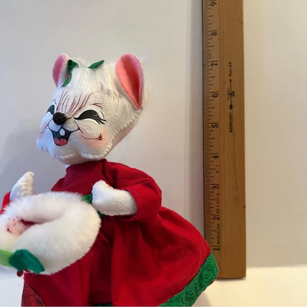 Festive Mouse Figurine in Red and Green